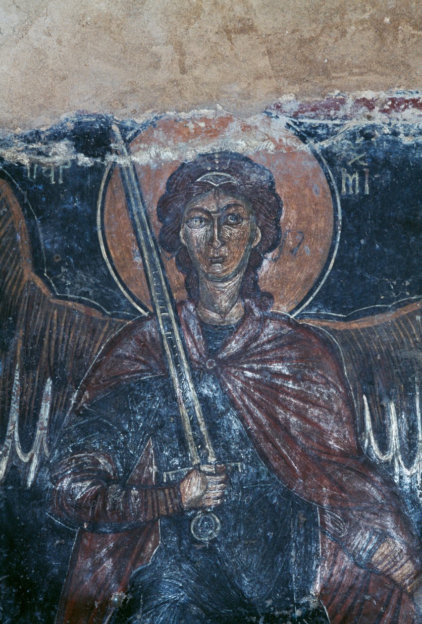 Melek tutan kılıç, Bizans kilisesi St George, Komitades, Girit, Yunanistan (fotoğraf) by Theodore Charles Ange Coquelin