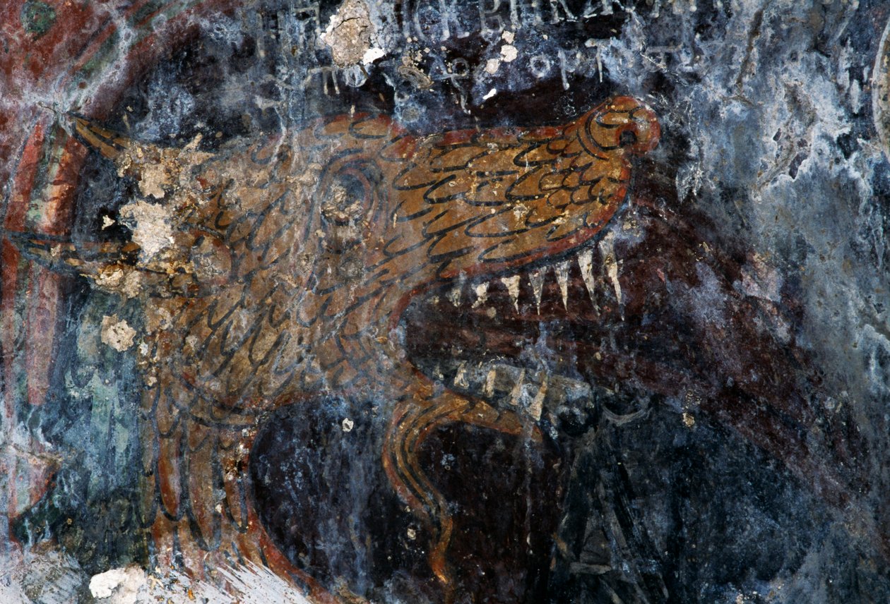 Kuş, lanetlilerin cezasının detayı Agia Paraskevi kilisesinde, Voutas, Girit, Yunanistan (fotoğraf) by Theodore Charles Ange Coquelin