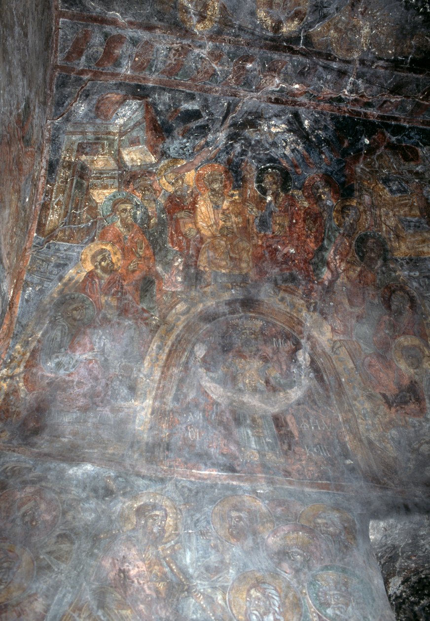 Azizler, Agia Paraskevi kilisesinin tavanındaki fresk, Anisaraki, Girit, Yunanistan (fotoğraf) by Theodore Charles Ange Coquelin