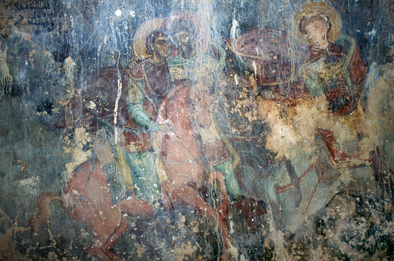 At sırtında azizler, Bizans kilisesi Agios Athanasios