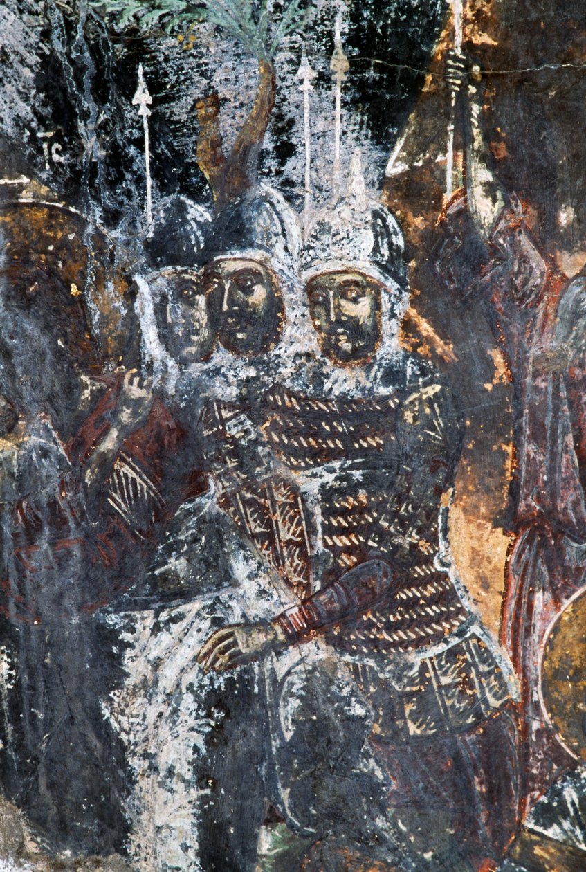 Asker, Agios Vasileios kilisesinin tavanında hasarlı fresk, Vavouledo, Girit, Yunanistan (fotoğraf) by Theodore Charles Ange Coquelin