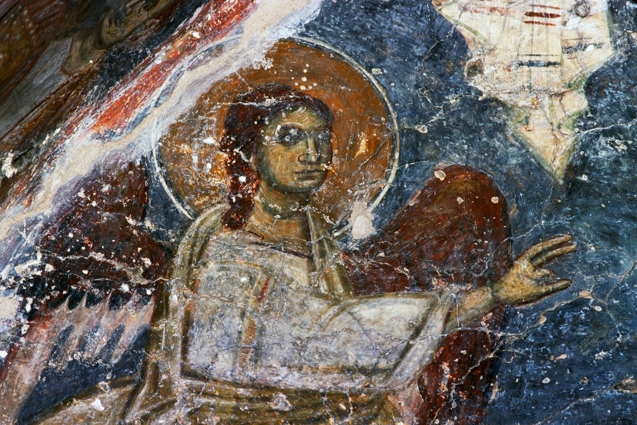 Angel, Agios Georgios Sfakiotis Bizans kilisesindeki fresk, Diavaide, Girit, Yunanistan (fotoğraf) by Unbekannt Unbekannt