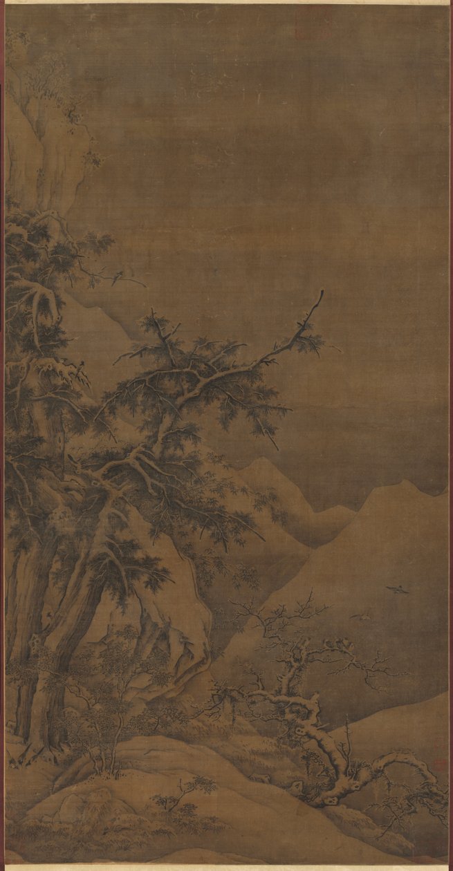 Dağlık Kış Manzarasında Korudaki Kuşlar by possibly by Gao Tao