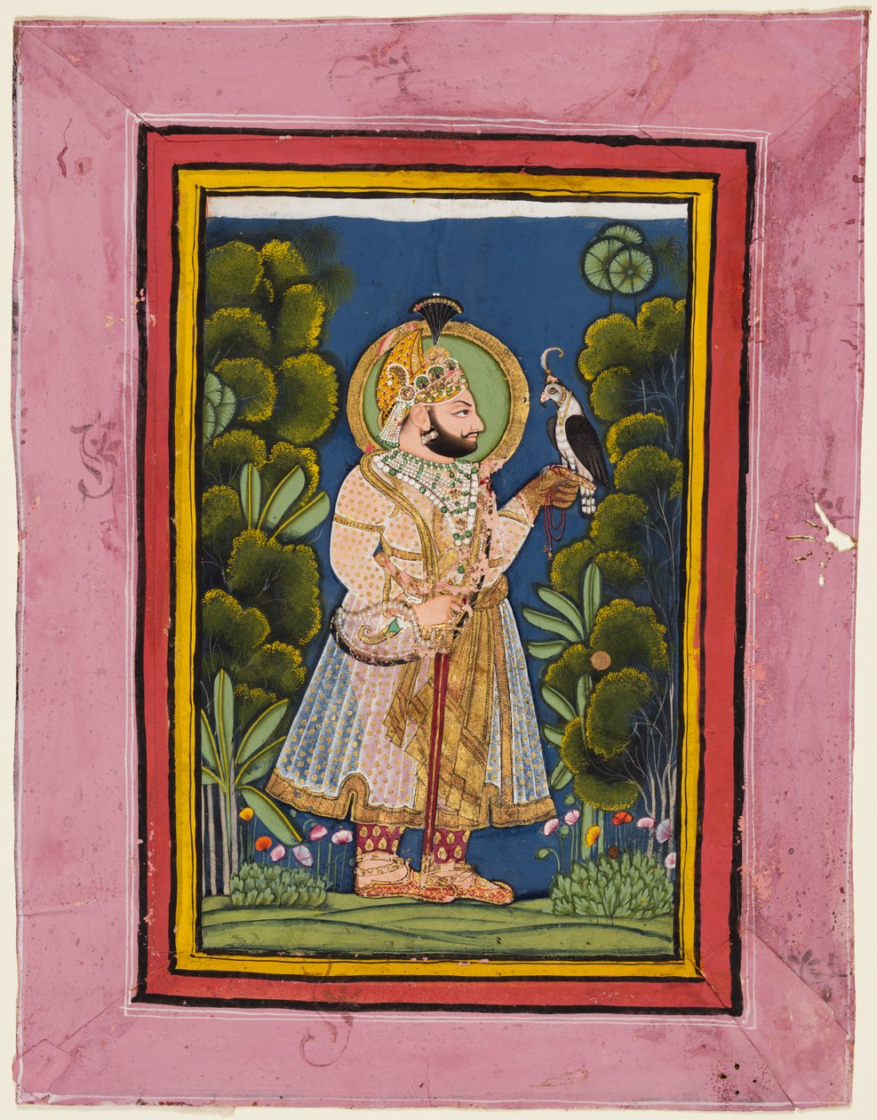 Mewarlı Maharana Jawan Singh (taht: 1828–38) Bir Şahin Tutarken by possibly by Ghasi