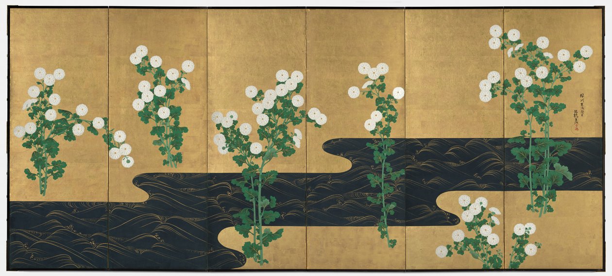 Dere kenarında krizantemler by possibly by Ogata Kōrin