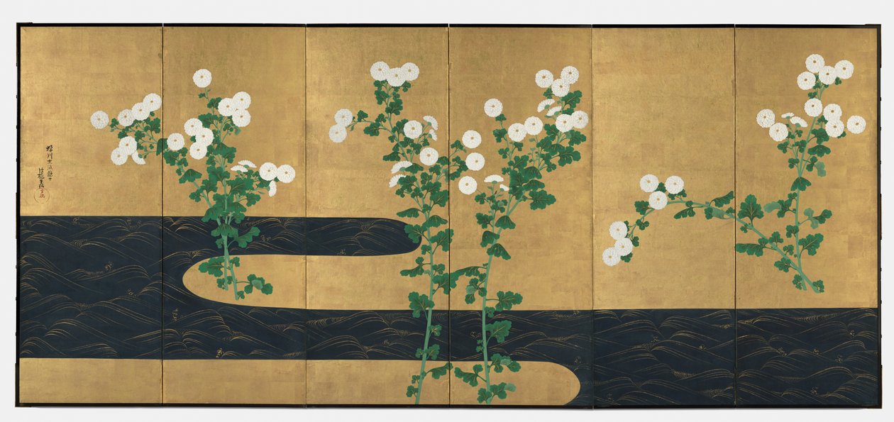 Dere kenarında krizantemler by possibly by Ogata Kōrin
