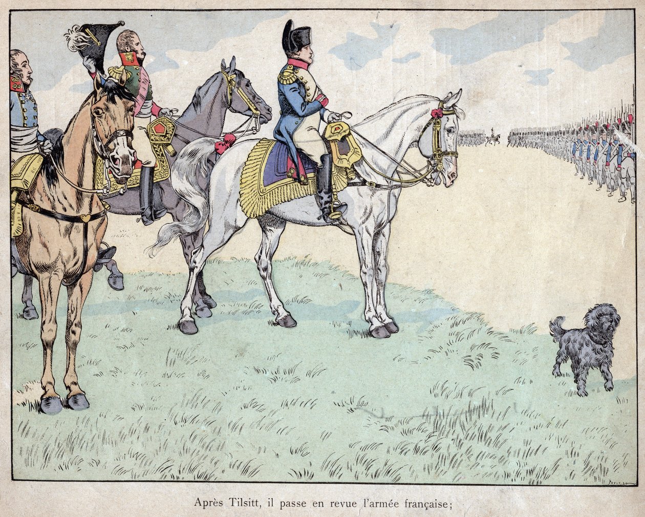 Apres Tilsit - Napolyon, Tilsit Antlaşmalarını imzaladıktan sonra Fransız Ordusunu gözden geçiriyor, 7 Temmuz 1807 - “Le Grand Napoleon des Petites Enfants”” 1893