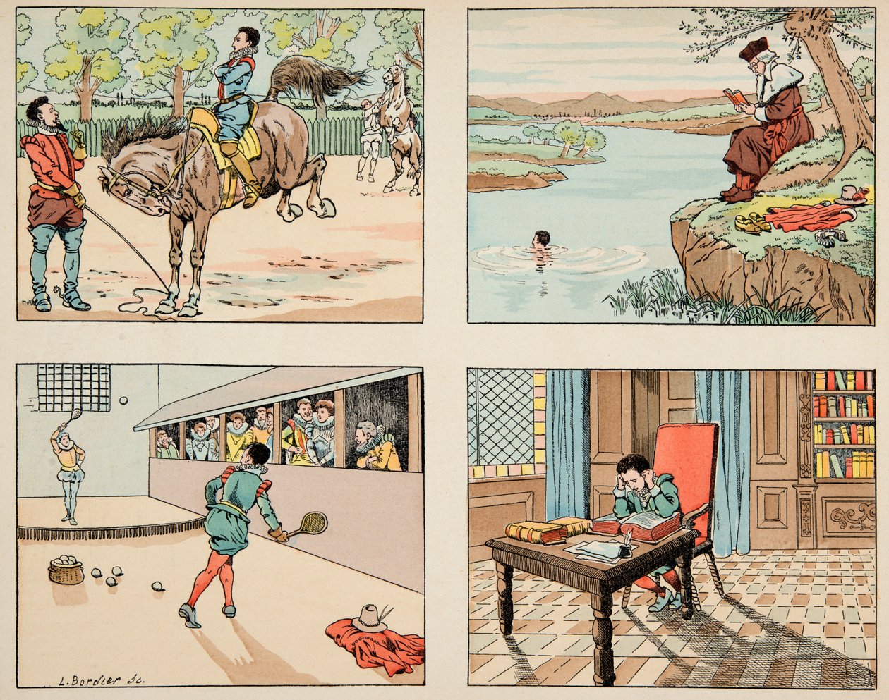 “Le bon roy Henri” kitabından alınan çizim, Jacques Marie Gaston Onfray de Breville dit JOB (1858-1931): Education of Henri IV - Özel koleksiyon by pseudonym for Onfray de Breville Jacques Job