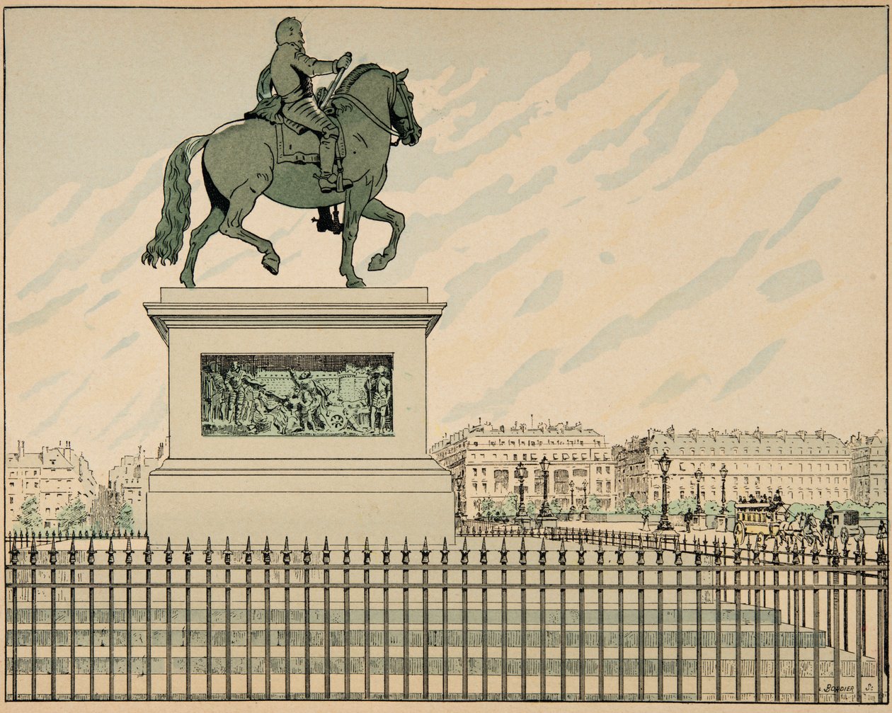 “Le bon roy Henri” kitabından alınan çizim, Jacques Marie Gaston Onfray de Breville dit JOB (1858-1931): Heykel erige Henri IV anısına - Özel koleksiyon by pseudonym for Onfray de Breville Jacques Job