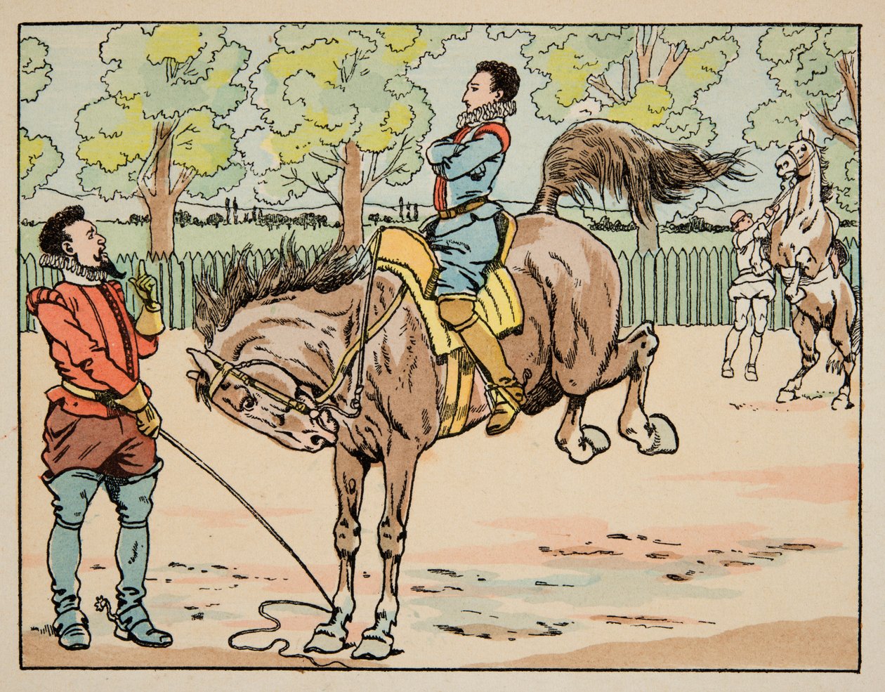 “Le bon roy Henri” kitabından alınan çizim, Jacques Marie Gaston Onfray de Breville dit JOB (1858-1931): 16. yüzyılda binicilik eğitimi - Özel koleksiyon by pseudonym for Onfray de Breville Jacques Job
