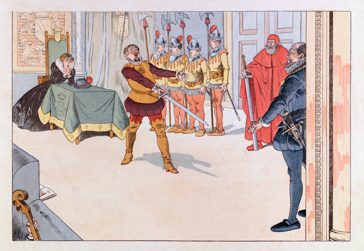 Jacques Marie Gaston Onfray de Breville JOB (1858 - 1931); “Les epees de France” kitabından örnek: Piece de theatre au 19. yüzyıl; Coll, Paylaş by pseudonym for Onfray de Breville Jacques Job