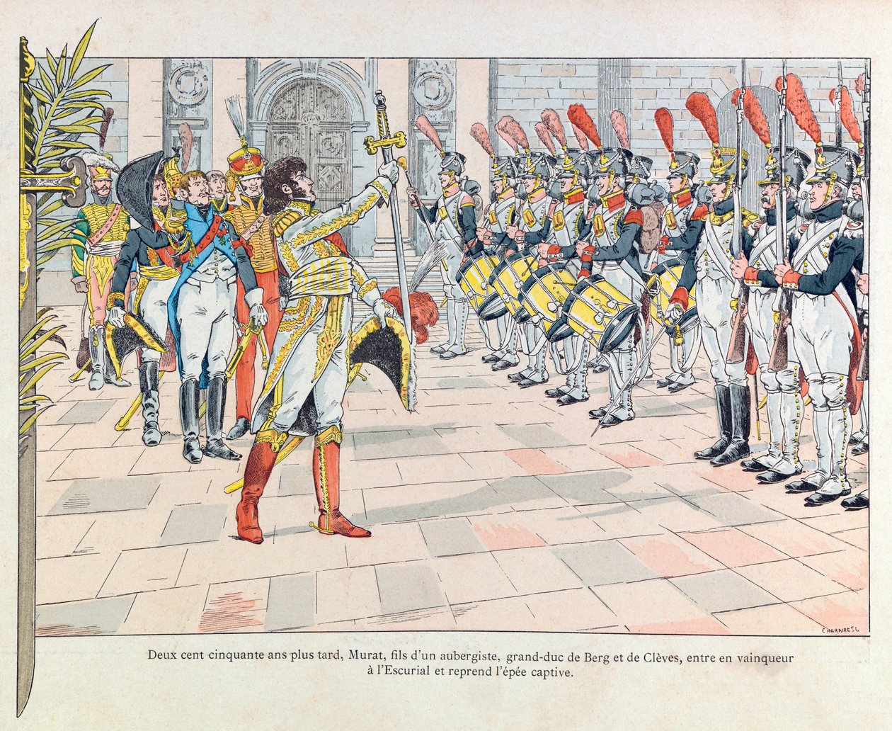 Jacques Marie Gaston Onfray de Breville, JOB (1858 - 1931); “Les epees de France” kitabından bir çizim: Joachim Murat a l