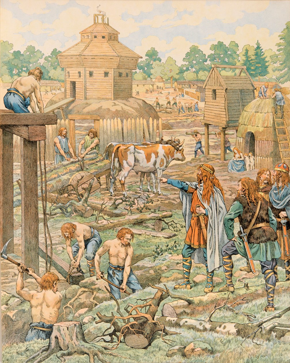 Jacques Marie Gaston Onfroy de Breville dit JOB (1858-1931) - Belçika Tarihi: Clodion le Chevelu (yaklaşık 390-450 civarında), Frank Kralı, başkentini Tournai