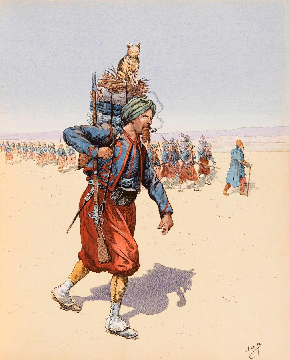 Jacques Marie Gaston Onfroy de Breville dit JOB (1858-1931) - Le Zouzou (Çölde bir keşif gezisinde Zouave), Özel Koleksiyon by pseudonym for Onfray de Breville Jacques Job
