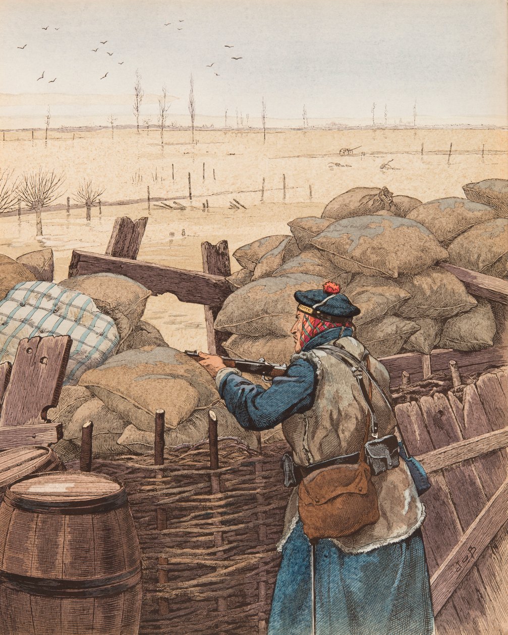 Jacques Marie Gaston Onfroy de Breville dit JOB (1858-1931) - Le fusilier marin (Birinci Dünya Savaşı sırasında bir siperde deniz tüfeği), Özel Koleksiyon by pseudonym for Onfray de Breville Jacques Job