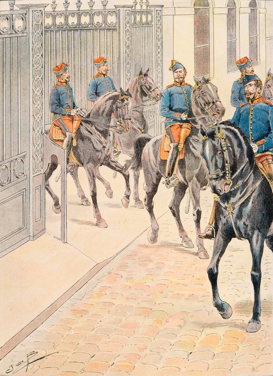 Jacques Marie Gaston Onfroy de Breville dit JOB (1858-1931) - Her zaman Fransız birliklerinin kıyafeti: Yüz Gardes (İkinci İmparatorluk), Özel Koleksiyon by pseudonym for Onfray de Breville Jacques Job