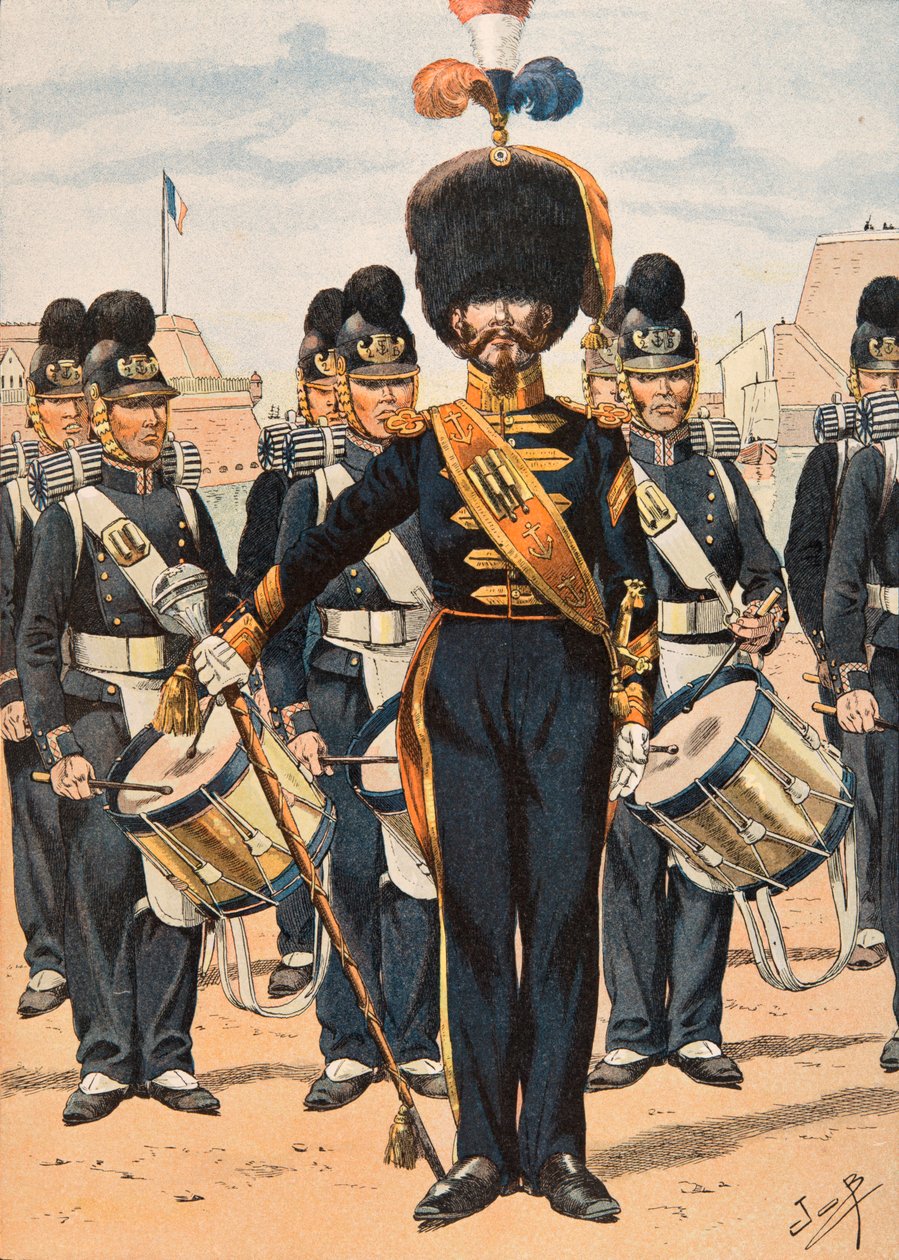 Jacques Marie Gaston Onfroy de Breville dit JOB (1858-1931) - Her zaman Fransız birliklerinin kıyafeti: Filo Ekiplerinin Davul Binbaşısı (1837), Özel Koleksiyon by pseudonym for Onfray de Breville Jacques Job