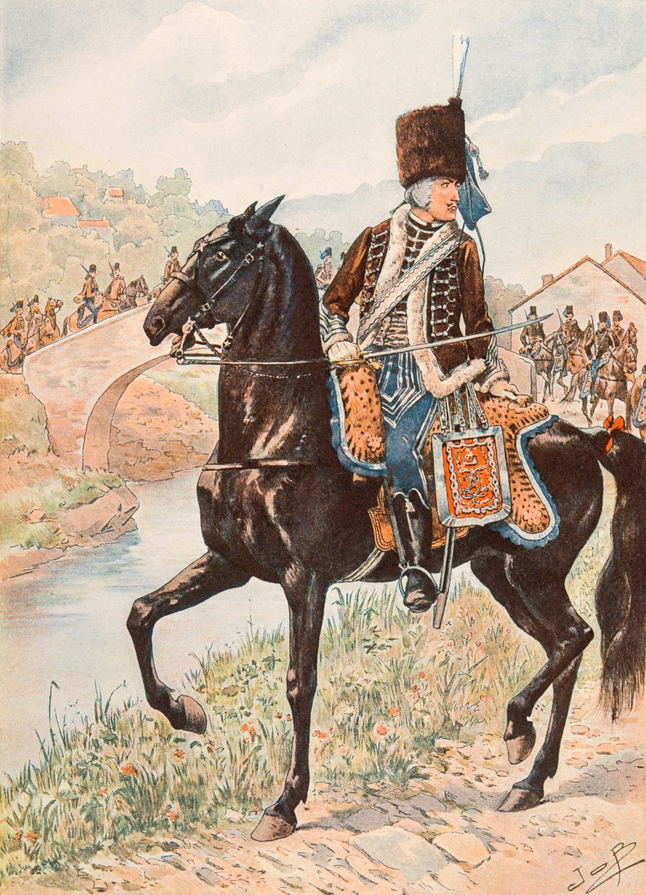 Jacques Marie Gaston Onfroy de Breville dit JOB (1858-1931) - Her zaman Fransız birliklerinin kıyafeti: Chamborant Hussars Albay (1784), Özel Koleksiyon by pseudonym for Onfray de Breville Jacques Job
