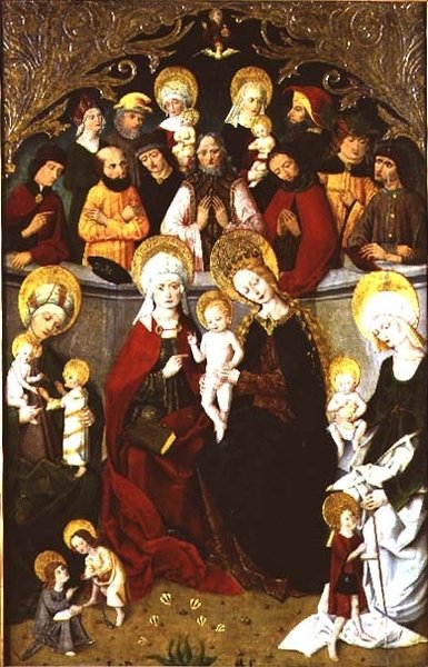 Bakire Ailesi, 1497 (panelde mizaç) by school of Master of the Rhine