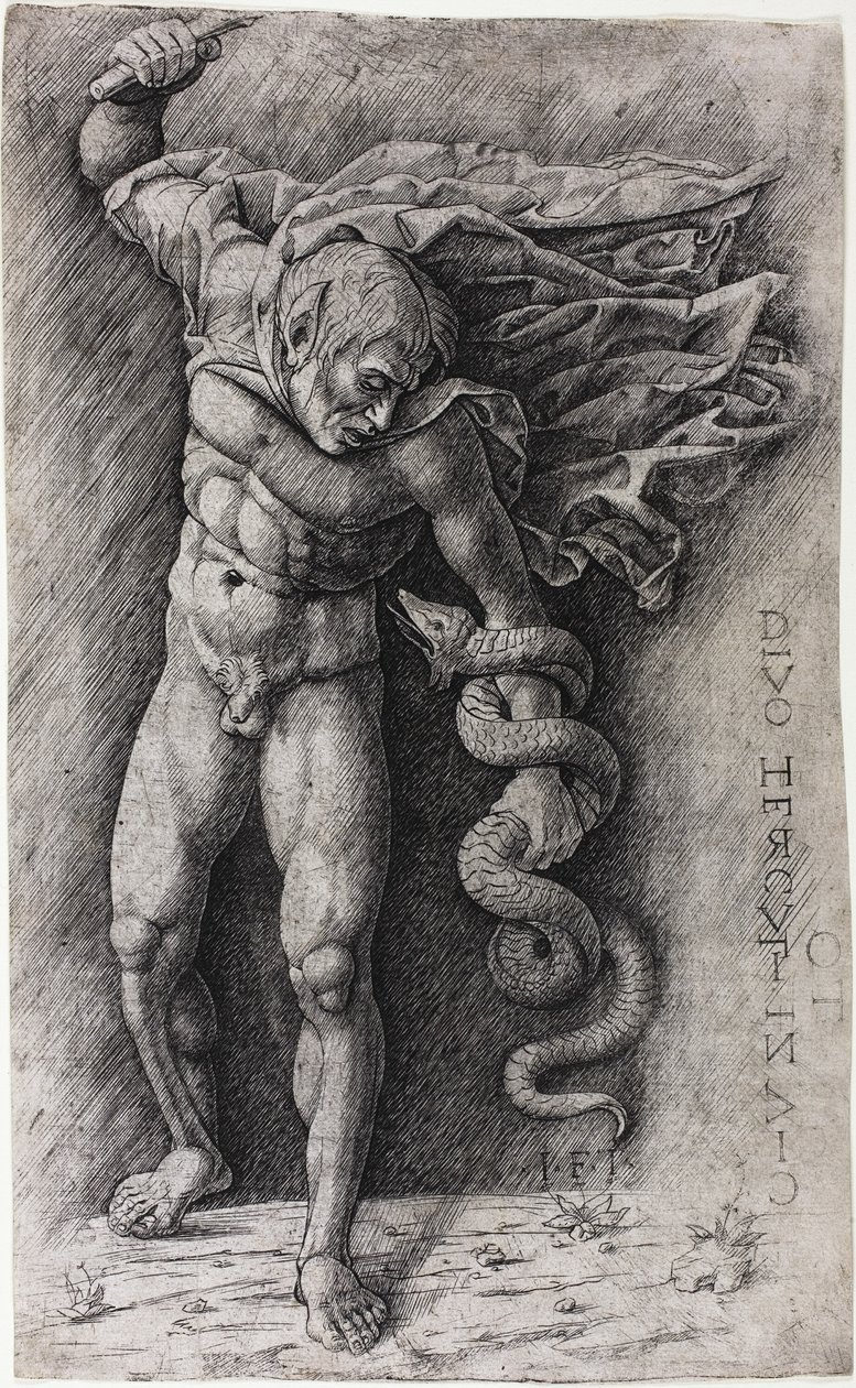 Yılana Saldıran Faun by school of Andrea Mantegna