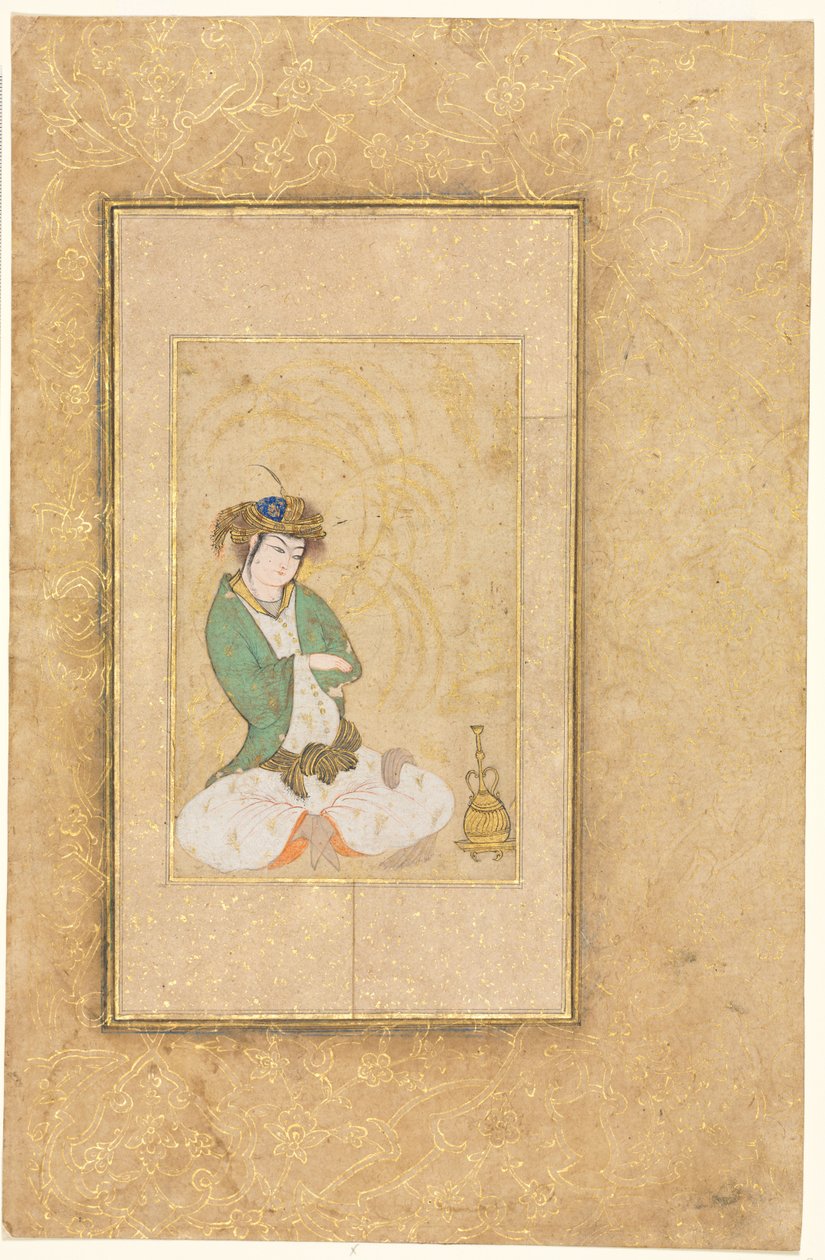 Söğüt Oturan Gençlik; Tek Sayfa İllüstrasyon by style of Muhammad Yusuf