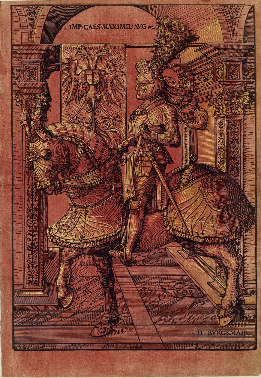 İmparator Maximilian I, at sırtında silahlanmış, 1508 by the Elder Hans Burgkmair