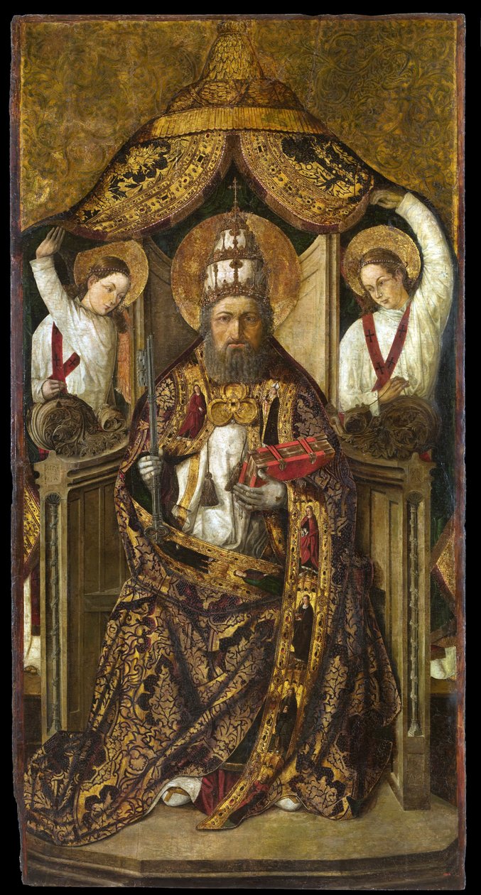 Saint Peter Enthroned - Resim Rodrigo de Osona (Orsona) (aktif 1465-1514) - yaklaşık. 1470-1480 - Ahşap üzerine yağlı boya - 214,2x112 - Museu Nacional d