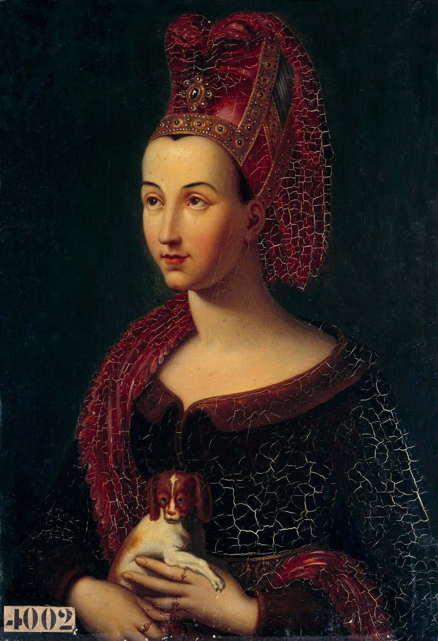 Margaret of Flanders, Burgundy Düşesi (1350-1405) - Başlı bir liripion - Resim Vincent Nicolas Raverat (1801-1865) (ec.fr.) 19. yüzyıl Güneşi. 0,43x0,3 m by vincent Nicolas Raverat