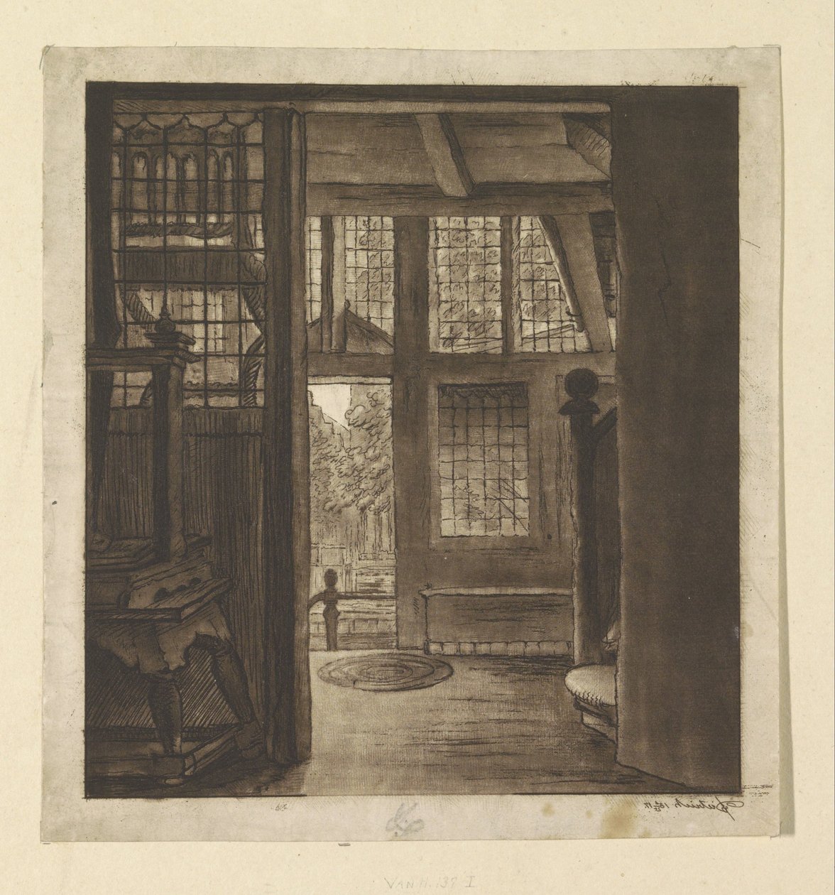 Rembrandt'ın evinin içi by weduwe Dietrich