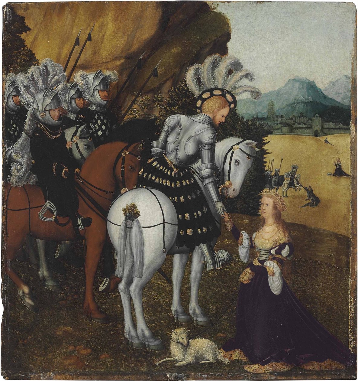 Aziz George olarak İmparator Maximilian I by workshop of Lucas Cranach the Elder