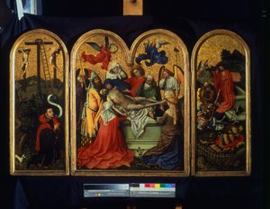 The Seilern Triptik - Entombment, c.1425 (boya, panelde altın varak)