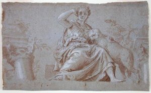 Uysallık (mavi kağıt üzerinde kalem ve kahverengi yıkama ve gövde rengi) by Veronese
