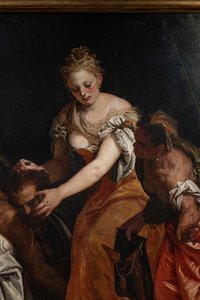 Holofernes'in başı olan Judith, detay