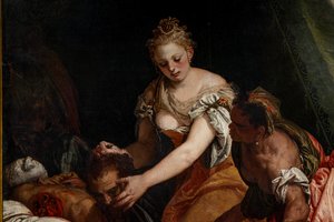 Holofernes'in başı olan Judith, detay