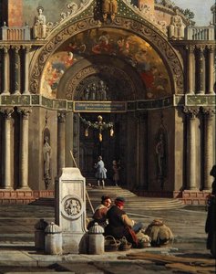 Bir Kilisenin Capriccio detayı (tuval üzerine yağlı boya) by Canaletto