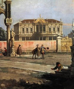 Bir Şehir Evi ve bir meydandan detay (tuval üzerine yağlı boya) by Canaletto