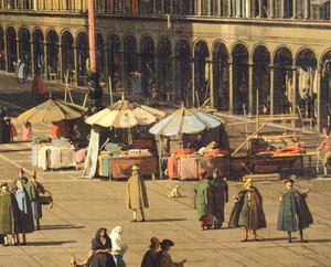 Bazilika'dan San Geminiano ve Procuratie Nuove (Procurators binaları) kilisesine doğru Piazza San Marco (Aziz Mark Meydanı), Venedik, Giovanni Antonio Kanalı, Canaletto olarak bilinen (1697-1768), Tuval üzerine yağlıboya, 68,5x93,5 cm , yaklaşık 1735