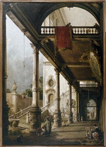 Sütunlu ve avlulu Capriccio (tuval üzerine yağlı boya by Canaletto