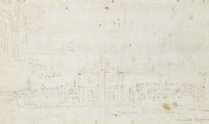 Murano: San Giovanni Dei Battuti, Uzakta Venedik ile, c.1735-40 (çizim) by Canaletto