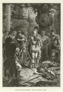 Clovis Kutsal Vazoyu Kurarken (gravür) by (after) American School
