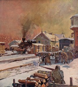 Bir tren istasyonunda Kızıl ve Beyaz birlikler arasındaki savaş, Rus İç Savaşı