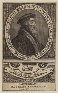 John Calvin, Fransız ilahiyatçı ve Protestan Reformu papazı (gravür)