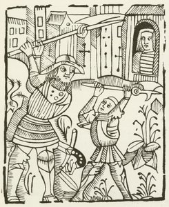 Guy of Warwick (gravür) by (after) English School
