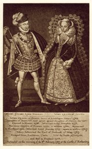 Henry Stuart Lord Darnley, İskoç Kraliçesi Mary (lito) by (after) English School