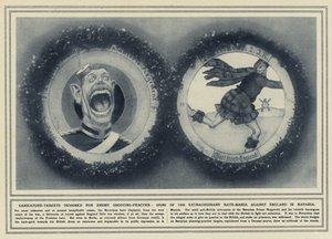 Düşman atış talimleri için tasarlanmış karikatür hedefler, Bavyera'da İngiltere'ye karşı olağanüstü nefret çılgınlığının işaretleri (s/b fotoğraf) by (after) English photographer