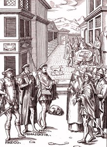 Kasabanın tellalı trompetini çalıyor by (after) Flemish School