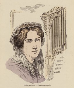 Müzikal ilham (renkli gravür) by (after) French School