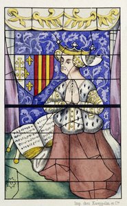 Yolande d'Aragon - Cathedrale St Julien du Mans'ın vitray by (after) French School
