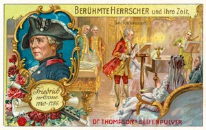 Prusya Kralı Büyük Frederick ve bir flüt konseri (chromolitho) by (after) German School