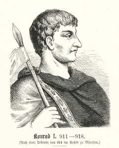 Konrad I, 881-918 (gravür) by (after) German School